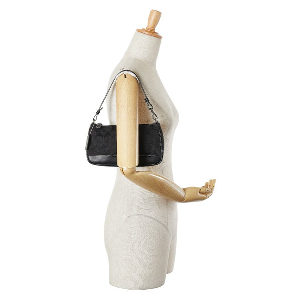 コーチ シグネチャー ハンドバッグ ワンショルダーバッグ GO45-6094 ブラック キャンバス レザー レディース COACH 【中古】