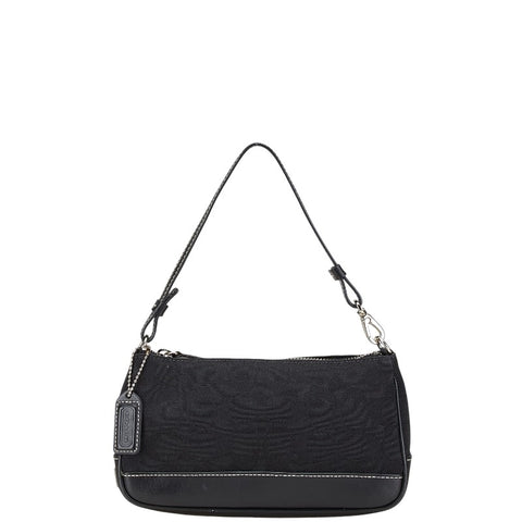 コーチ シグネチャー ハンドバッグ ワンショルダーバッグ GO45-6094 ブラック キャンバス レザー レディース COACH 【中古】