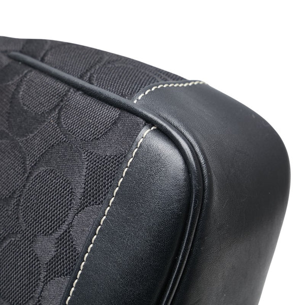 コーチ シグネチャー ハンドバッグ ワンショルダーバッグ GO45-6094 ブラック キャンバス レザー レディース COACH 【中古】