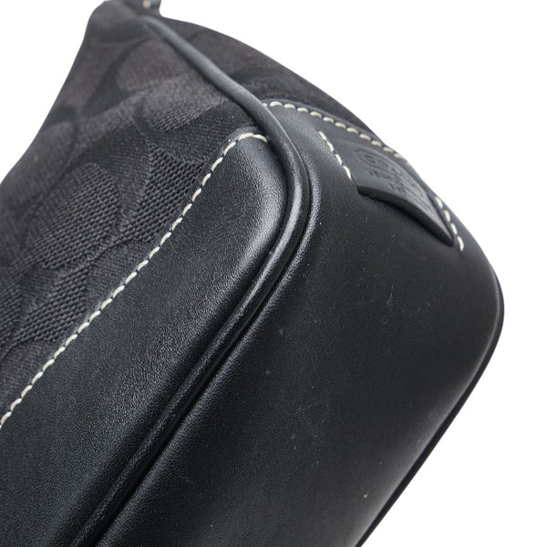 コーチ シグネチャー ハンドバッグ ワンショルダーバッグ GO45-6094 ブラック キャンバス レザー レディース COACH 【中古】