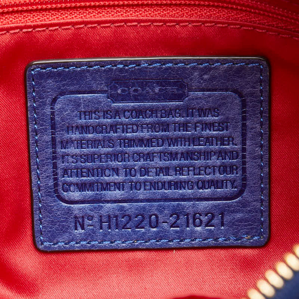 コーチ ポピー タータン グルービー ハンドバッグ ワンショルダーバッグ 21621 ブルー レッド ブラック ナイロン エナメル レディース COACH 【中古】