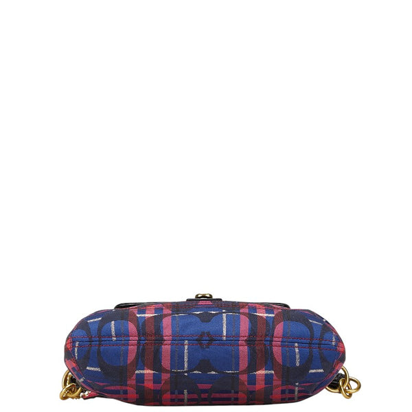 コーチ ポピー タータン グルービー ハンドバッグ ワンショルダーバッグ 21621 ブルー レッド ブラック ナイロン エナメル レディース COACH 【中古】