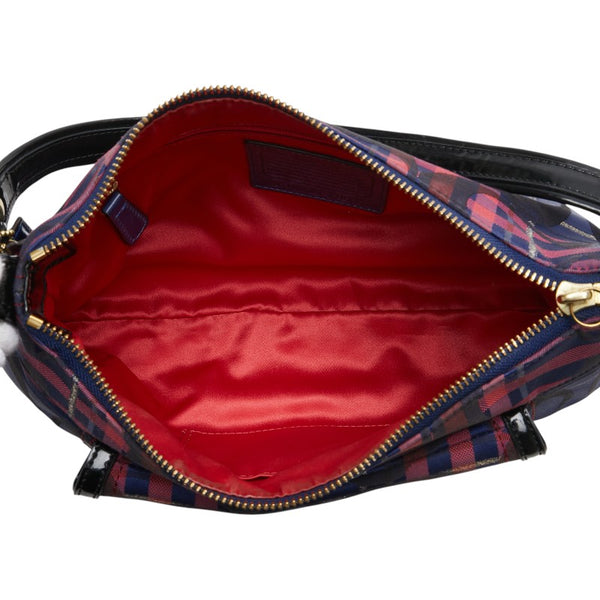 コーチ ポピー タータン グルービー ハンドバッグ ワンショルダーバッグ 21621 ブルー レッド ブラック ナイロン エナメル レディース COACH 【中古】