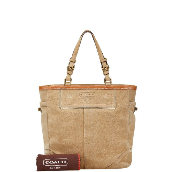 コーチ トートバッグ ショルダーバッグ ベージュ ブラウン スウェード レディース COACH 【中古】