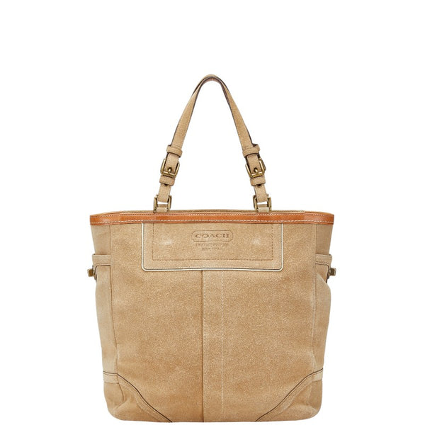 コーチ トートバッグ ショルダーバッグ ベージュ ブラウン スウェード レディース COACH 【中古】