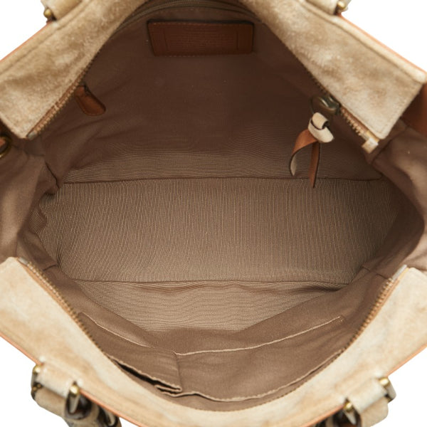 コーチ トートバッグ ショルダーバッグ ベージュ ブラウン スウェード レディース COACH 【中古】