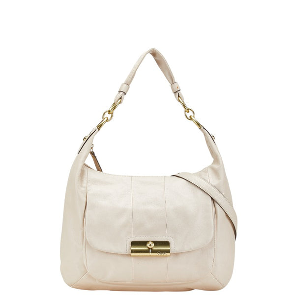 コーチ クリスティン 斜め掛け ショルダーバッグ 16787 ベージュ レザー レディース COACH 【中古】