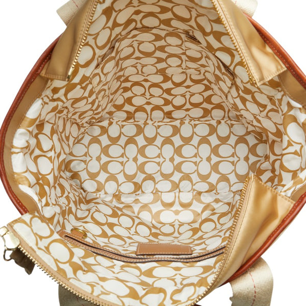コーチ トートバッグ ショルダーバッグ Ｃ06M-10101 ベージュ ブラウン ナイロン レザー レディース COACH 【中古】