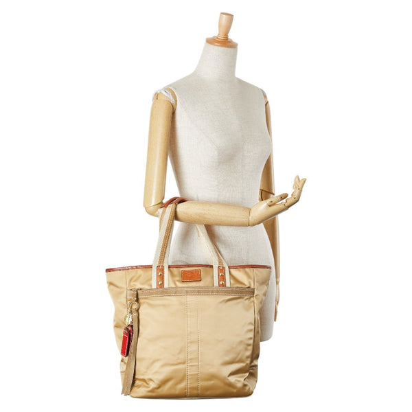 コーチ トートバッグ ショルダーバッグ Ｃ06M-10101 ベージュ ブラウン ナイロン レザー レディース COACH 【中古】