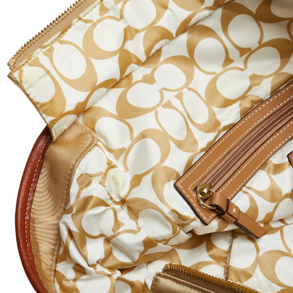 コーチ トートバッグ ショルダーバッグ Ｃ06M-10101 ベージュ ブラウン ナイロン レザー レディース COACH 【中古】