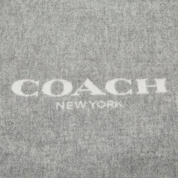 コーチ ロゴ マフラー グレー ホワイト ウール カシミヤ レディース COACH 【中古】