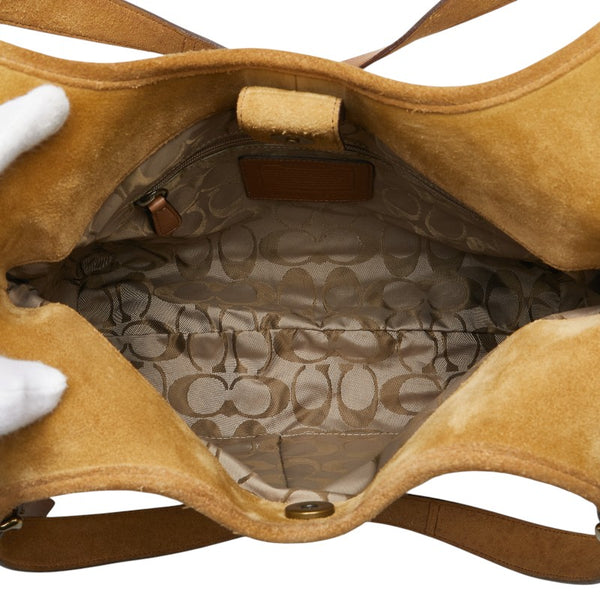 コーチ ホーボー ハンドバッグ ショルダーバッグ ベージュ スウェード レディース COACH 【中古】