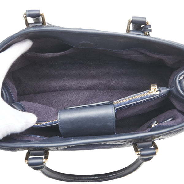 コーチ パッチワーク キャリーオール  ハンドバッグ ショルダーバッグ 2WAY ネイビー ブラック レザー レディース COACH 【中古】