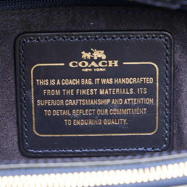 コーチ パッチワーク キャリーオール  ハンドバッグ ショルダーバッグ 2WAY ネイビー ブラック レザー レディース COACH 【中古】