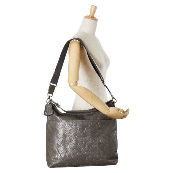 コーチ オプアート ハンドバッグ ショルダーバッグ 2WAY 70249 グレー レザー レディース COACH 【中古】