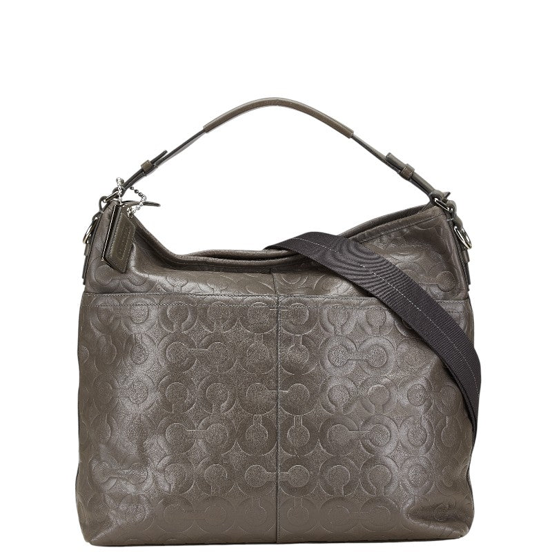 コーチ オプアート ハンドバッグ ショルダーバッグ 2WAY 70249 グレー レザー レディース COACH 【中古】