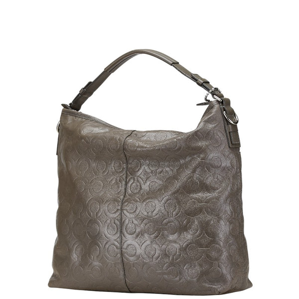 コーチ オプアート ハンドバッグ ショルダーバッグ 2WAY 70249 グレー レザー レディース COACH 【中古】