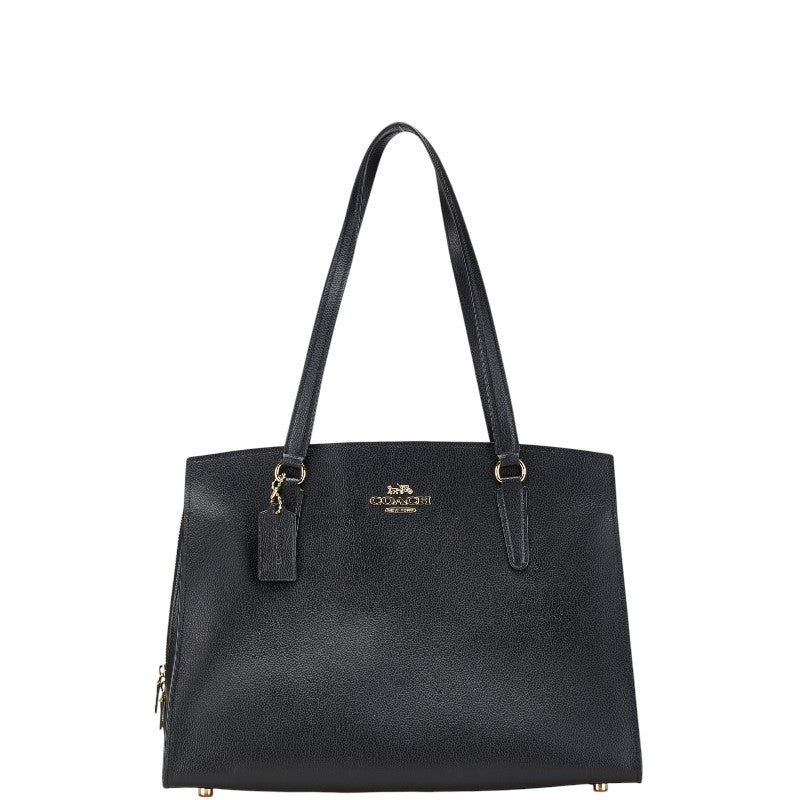 コーチ テイタム キャリーオール 40 ハンドバッグ トートバッグ C4077 ブラック トゥルーレッド レザー レディース COACH 【中古】