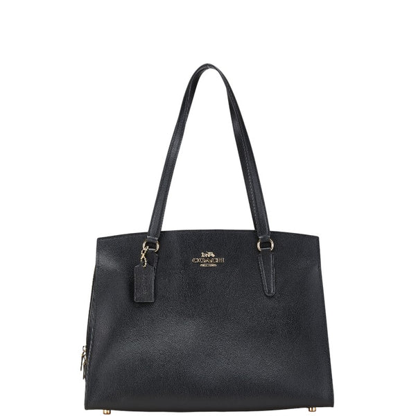 コーチ テイタム キャリーオール 40 ハンドバッグ トートバッグ C4077 ブラック トゥルーレッド レザー レディース COACH 【中古】