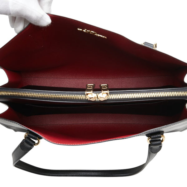 コーチ テイタム キャリーオール 40 ハンドバッグ トートバッグ C4077 ブラック トゥルーレッド レザー レディース COACH 【中古】