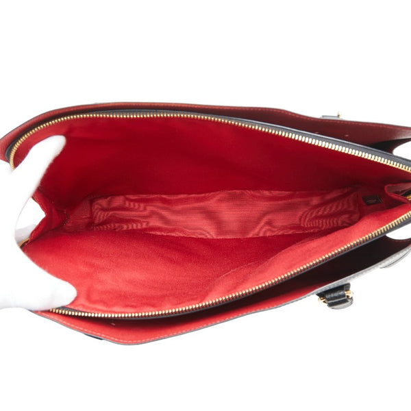 コーチ テイタム キャリーオール 40 ハンドバッグ トートバッグ C4077 ブラック トゥルーレッド レザー レディース COACH 【中古】