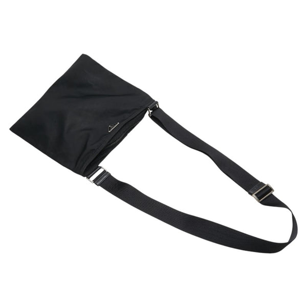 プラダ 三角ロゴプレート 斜め掛け ショルダーバッグ ブラック ナイロン レディース PRADA 【中古】