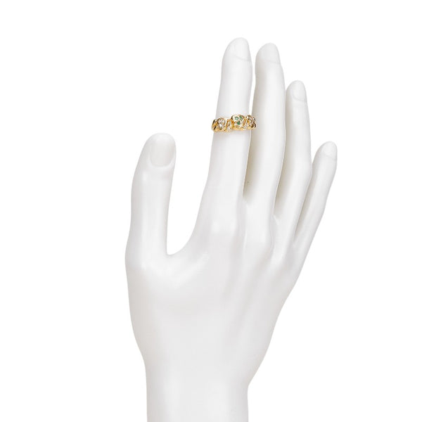 K18YG イエローゴールド エメラルド0.08ct ダイヤ0.10ct リング 指輪 レディース 10.5号 【中古】