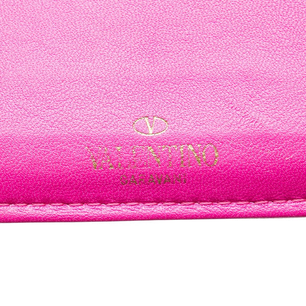 ヴァレンティノ ローマンスタッズ コインケース ピンク ゴールド レザー レディース VALENTINO 【中古】
