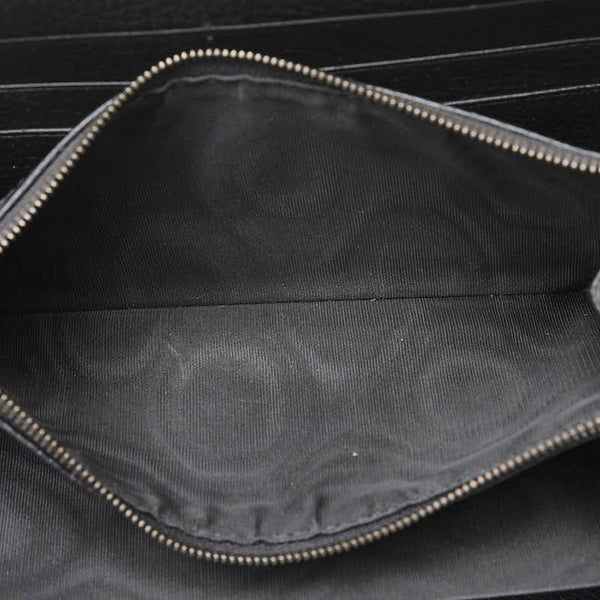 グッチ GGマーモント バンブー ラウンドファスナー ロングウォレット 長財布 739499 ブラック レザー レディース GUCCI 【中古】