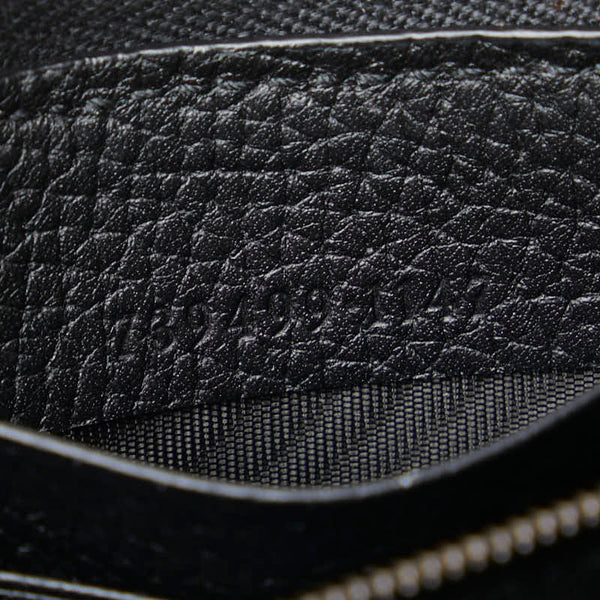 グッチ GGマーモント バンブー ラウンドファスナー ロングウォレット 長財布 739499 ブラック レザー レディース GUCCI 【中古】