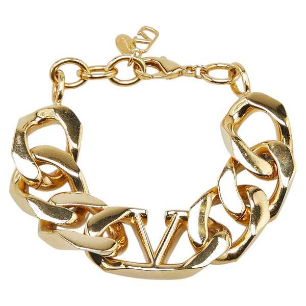 ヴァレンティノ Vロゴ チェーン ブレスレット ゴールド メッキ レディース VALENTINO 【中古】