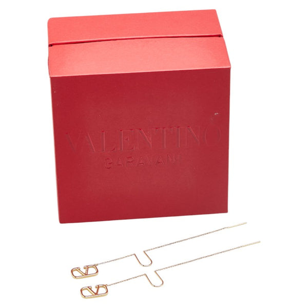ヴァレンティノ Vロゴ シグネチャー チェーン ピアス ゴールド メッキ レディース VALENTINO 【中古】