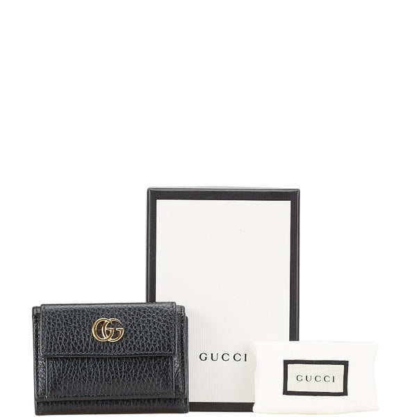 グッチ GGマーモント 三つ折り財布 コンパクトウォレット 523277 ブラック レザー レディース GUCCI 【中古】