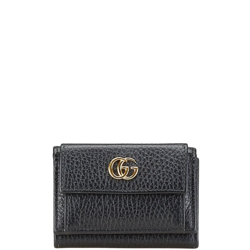 グッチ GGマーモント 三つ折り財布 コンパクトウォレット 523277 ブラック レザー レディース GUCCI 【中古】