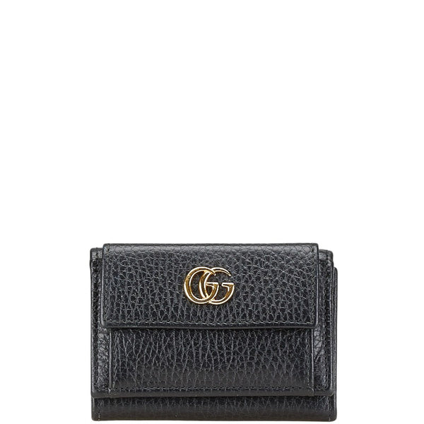 グッチ GGマーモント 三つ折り財布 コンパクトウォレット 523277 ブラック レザー レディース GUCCI 【中古】