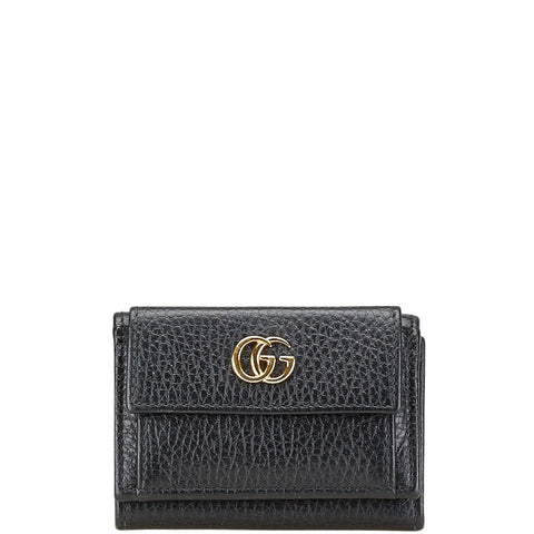 グッチ GGマーモント 三つ折り財布 コンパクトウォレット 523277 ブラック レザー レディース GUCCI 【中古】