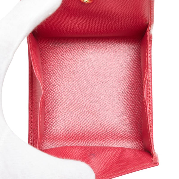 プラダ 三角ロゴプレート コインケース 小銭入れ ピンク レザー レディース PRADA 【中古】