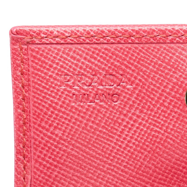 プラダ 三角ロゴプレート コインケース 小銭入れ ピンク レザー レディース PRADA 【中古】