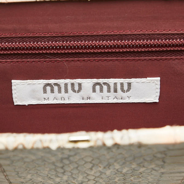ミュウミュウ リボン ワンショルダーバッグ ベージュ パイソン レディース MIUMIU 【中古】