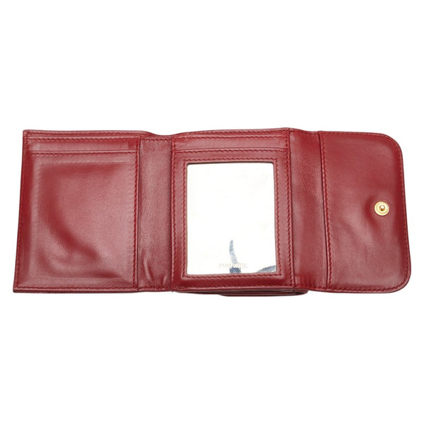 ミュウミュウ クロコ型押し 三つ折り財布 レッド レザー レディース MIUMIU 【中古】