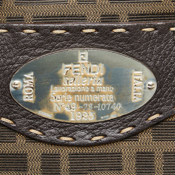 フェンディ ズッカ セレリア 斜め掛け ショルダーバッグ 8BT109 ブラウン キャンバス レザー レディース FENDI 【中古】