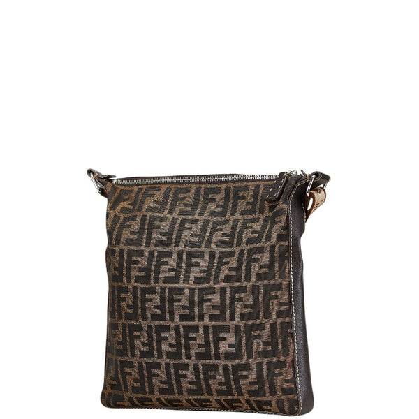 フェンディ ズッカ セレリア 斜め掛け ショルダーバッグ 8BT109 ブラウン キャンバス レザー レディース FENDI 【中古】