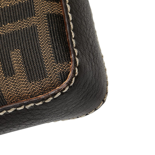 フェンディ ズッカ セレリア 斜め掛け ショルダーバッグ 8BT109 ブラウン キャンバス レザー レディース FENDI 【中古】