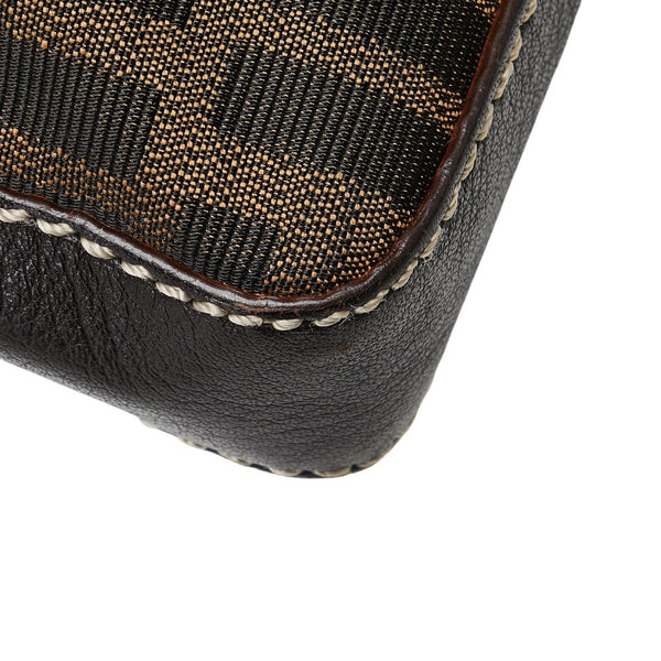 フェンディ ズッカ セレリア 斜め掛け ショルダーバッグ 8BT109 ブラウン キャンバス レザー レディース FENDI 【中古】