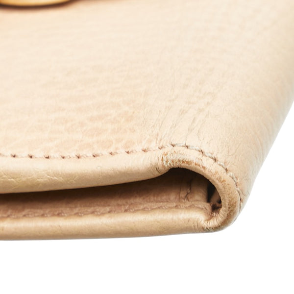 グッチ インターロッキング 三つ折り財布 615525 ベージュ レザー レディース GUCCI 【中古】