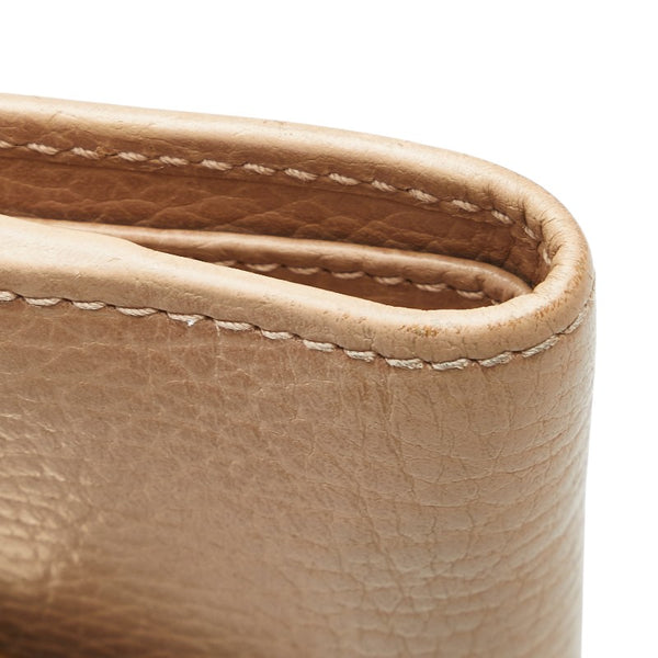 グッチ インターロッキング 三つ折り財布 615525 ベージュ レザー レディース GUCCI 【中古】