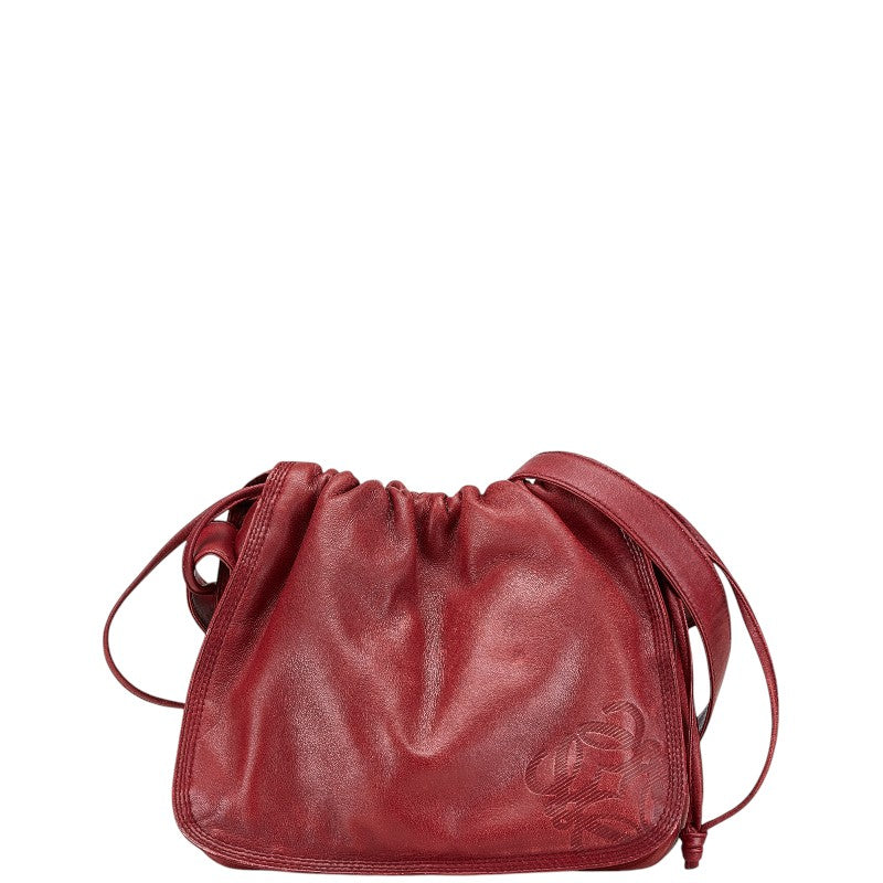 ロエベ アナグラム 斜め掛け ショルダーバッグ レッド レザー レディース LOEWE 【中古】