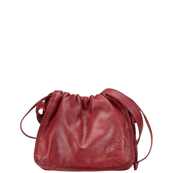 ロエベ アナグラム 斜め掛け ショルダーバッグ レッド レザー レディース LOEWE 【中古】