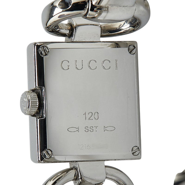 グッチ トルナヴォーニ ダイヤベゼル 腕時計 120 クオーツ シルバー文字盤 ステンレススチール レディース GUCCI 【中古】