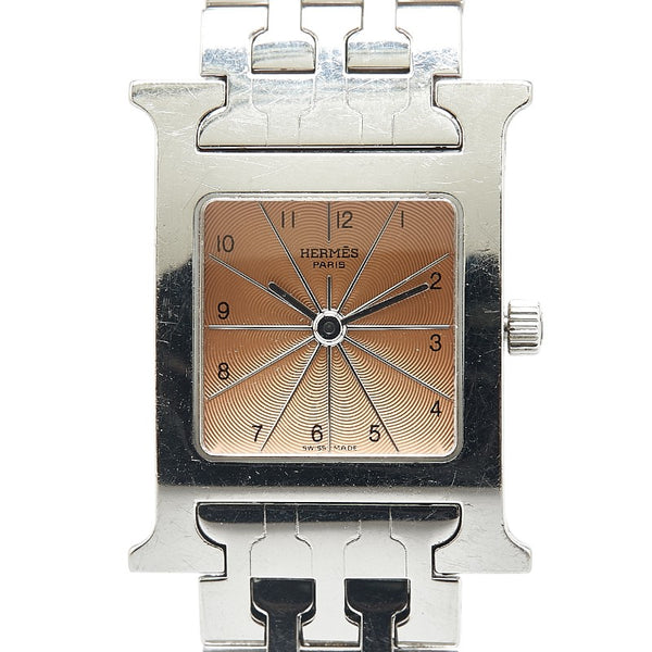 エルメス Hウォッチ 腕時計 HH1.210 クオーツ ピンク文字盤 ステンレススチール レディース HERMES 【中古】